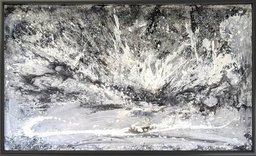 Klangvolumen schwarzweiß grau by Conny Wachsmann, Painting for Sale on Select