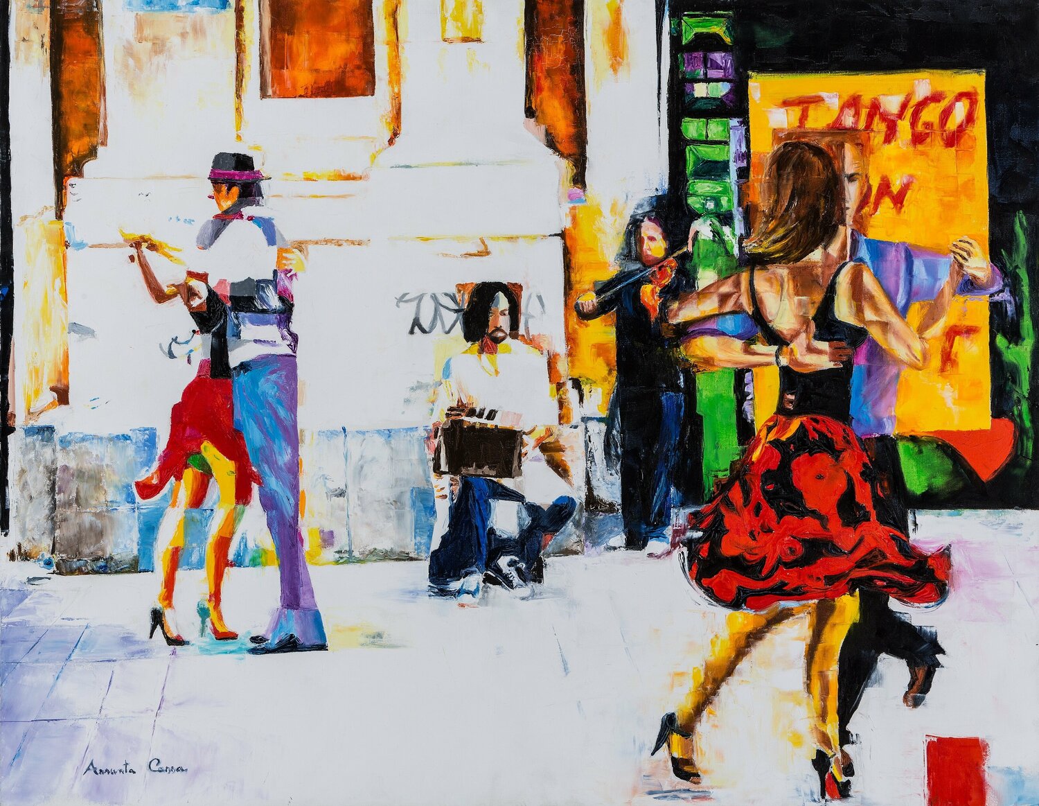 Tango on the street Assunta Cassa Original painting for sale