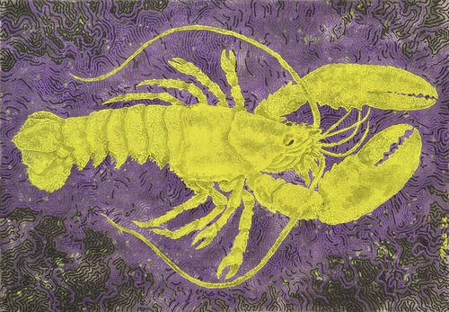 Yellow lobster by Gian Luigi Delpin, Painting for Sale on Select