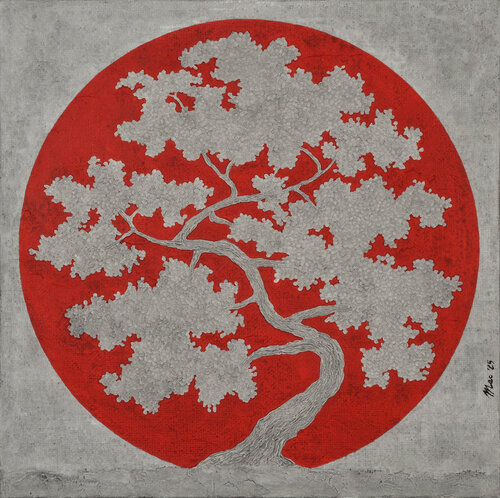 red sun tree by Gian Luigi Delpin, Painting for Sale on Select
