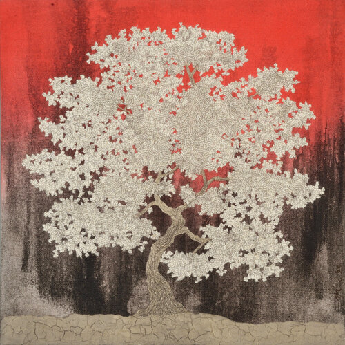 Sunset tree by Gian Luigi Delpin, Painting for Sale on Select