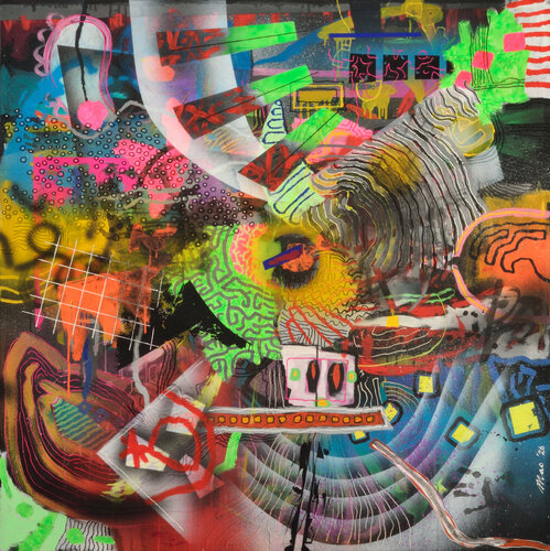 Cloud combing machine by Gian Luigi Delpin, Painting for Sale on Select