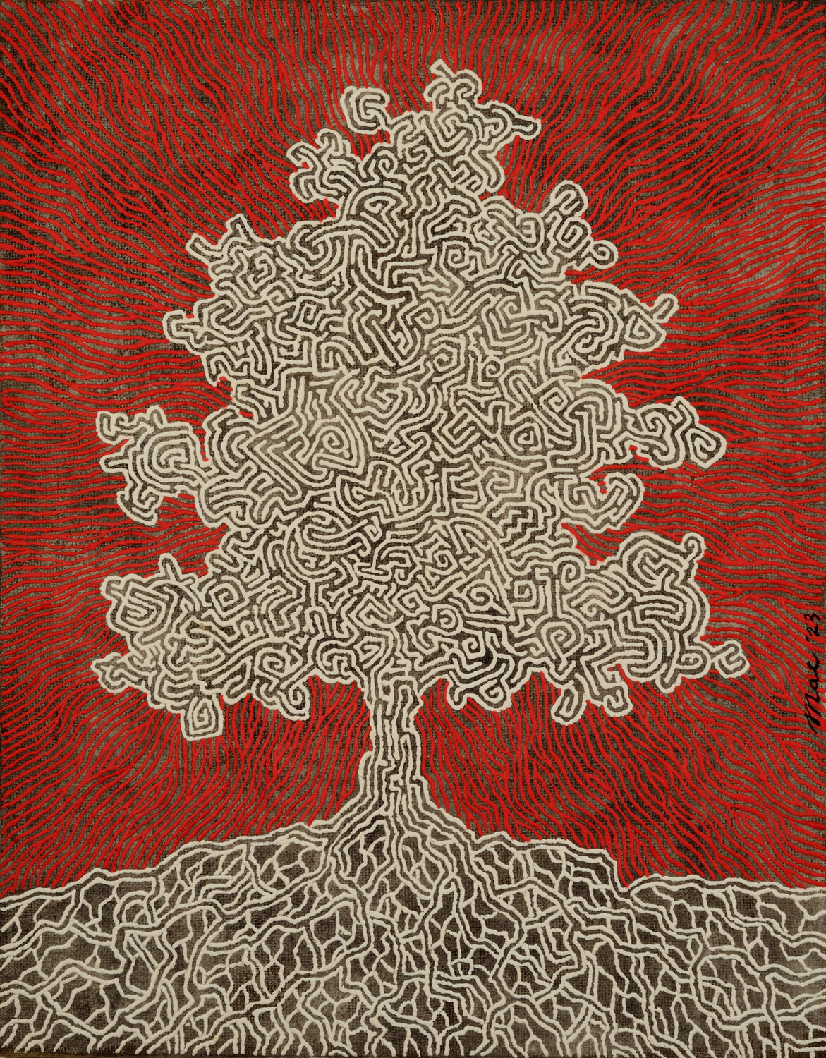 Labyrinth tree Gian Luigi Delpin Original painting for sale