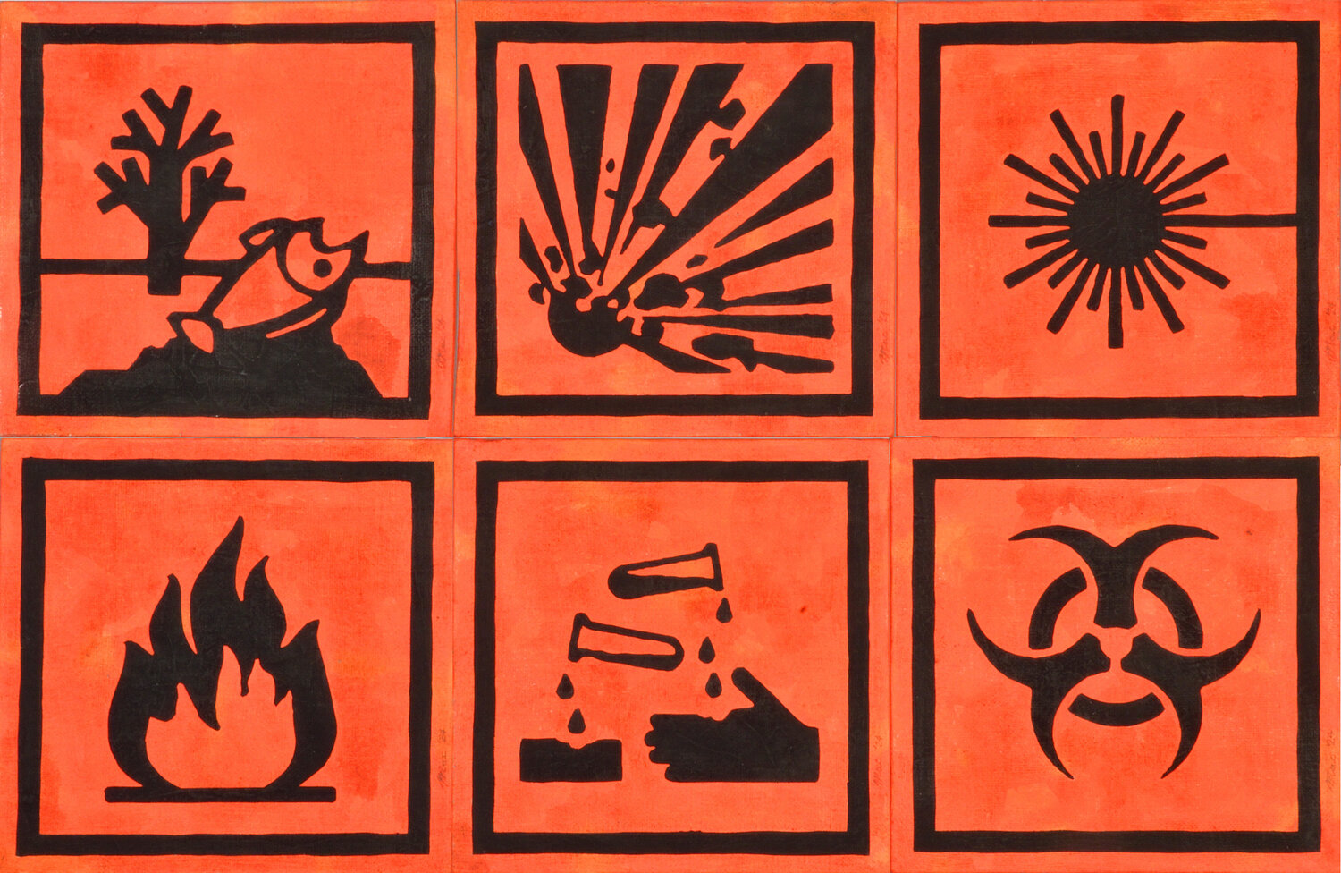Hazard icons Gian Luigi Delpin Original painting for sale