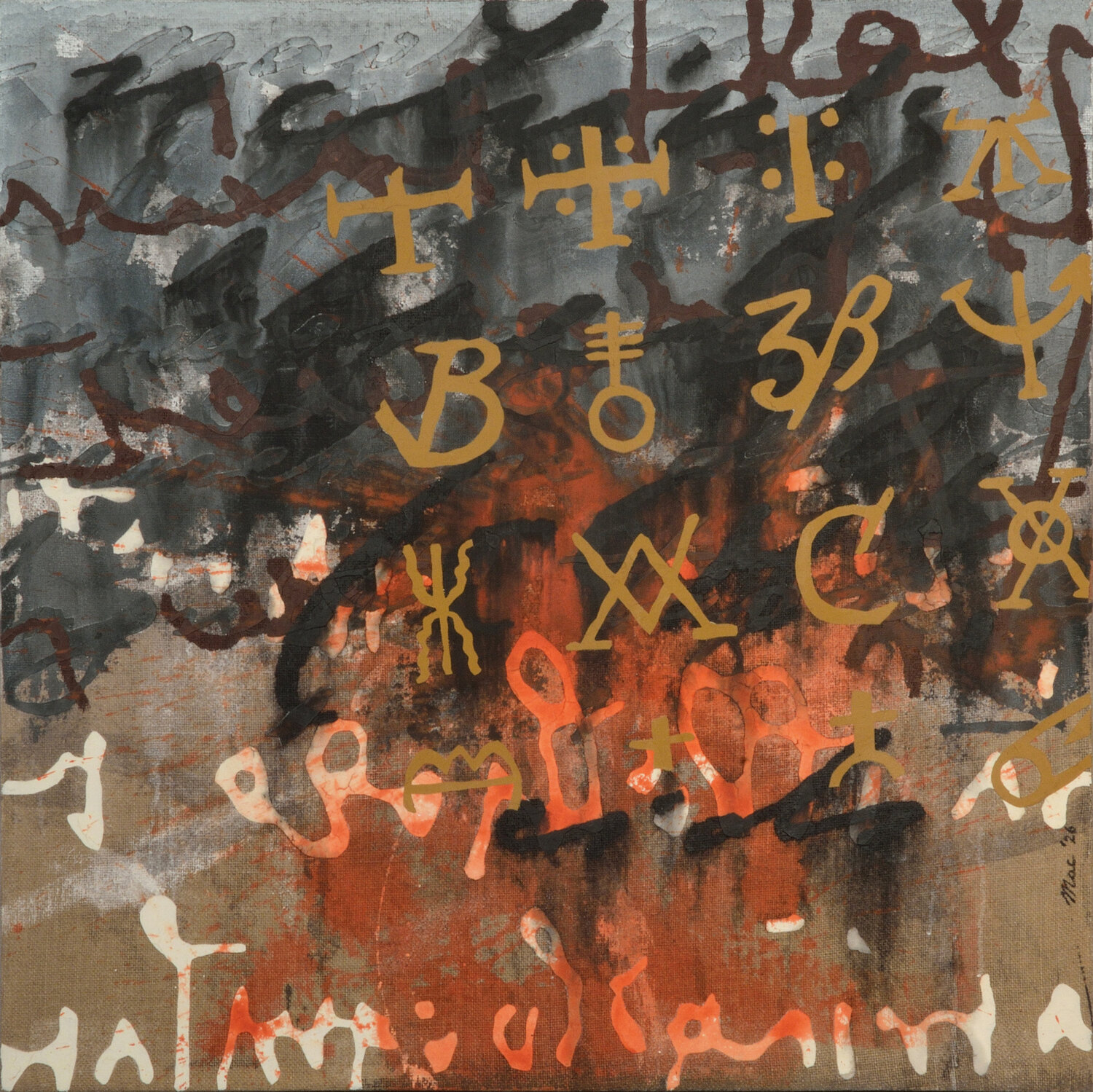 Esoteric dripping Gian Luigi Delpin Original painting for sale