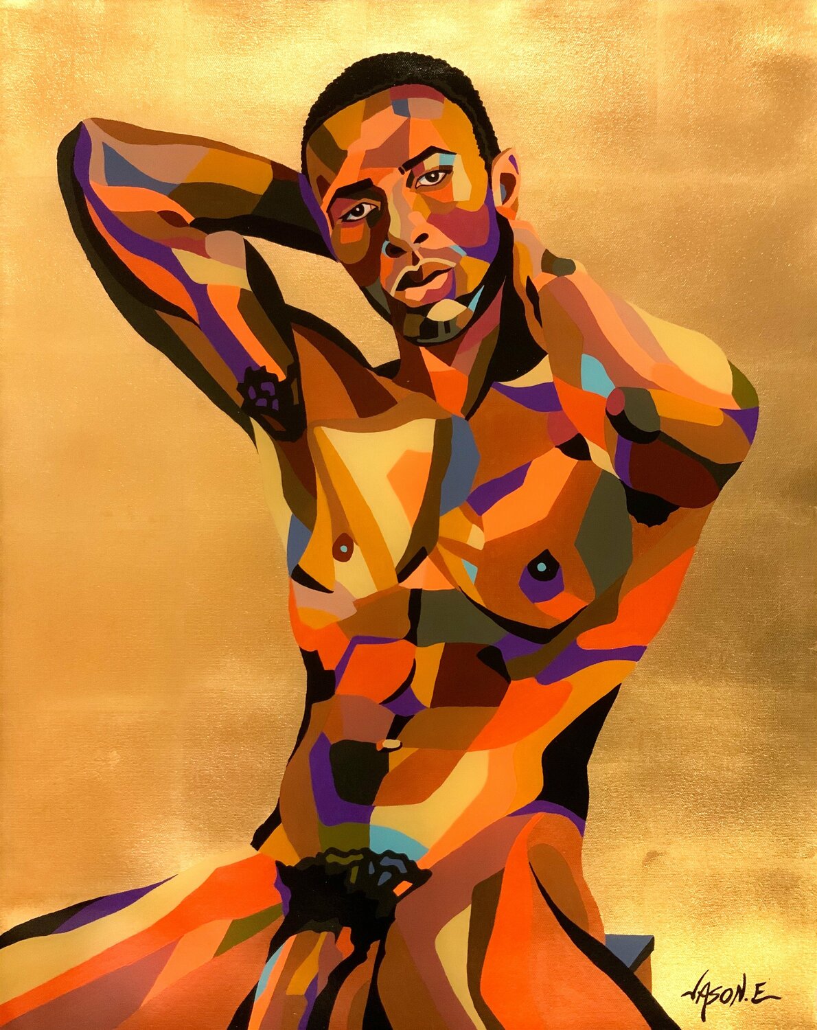 African-American Nude Gay Male Jason Ebrahimi Original painting for sale