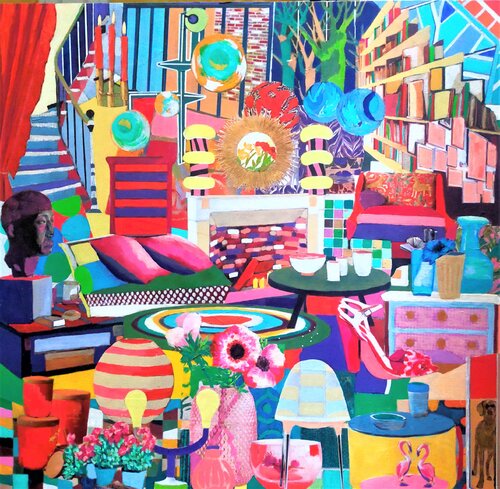 Au coin du feu by Catherine Sénéchal, Painting for Sale on Select