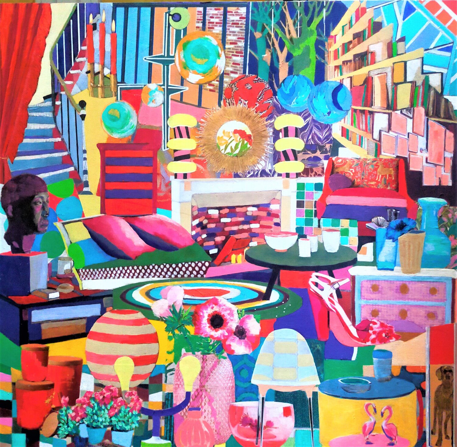 Au coin du feu Catherine Sénéchal Original painting for sale