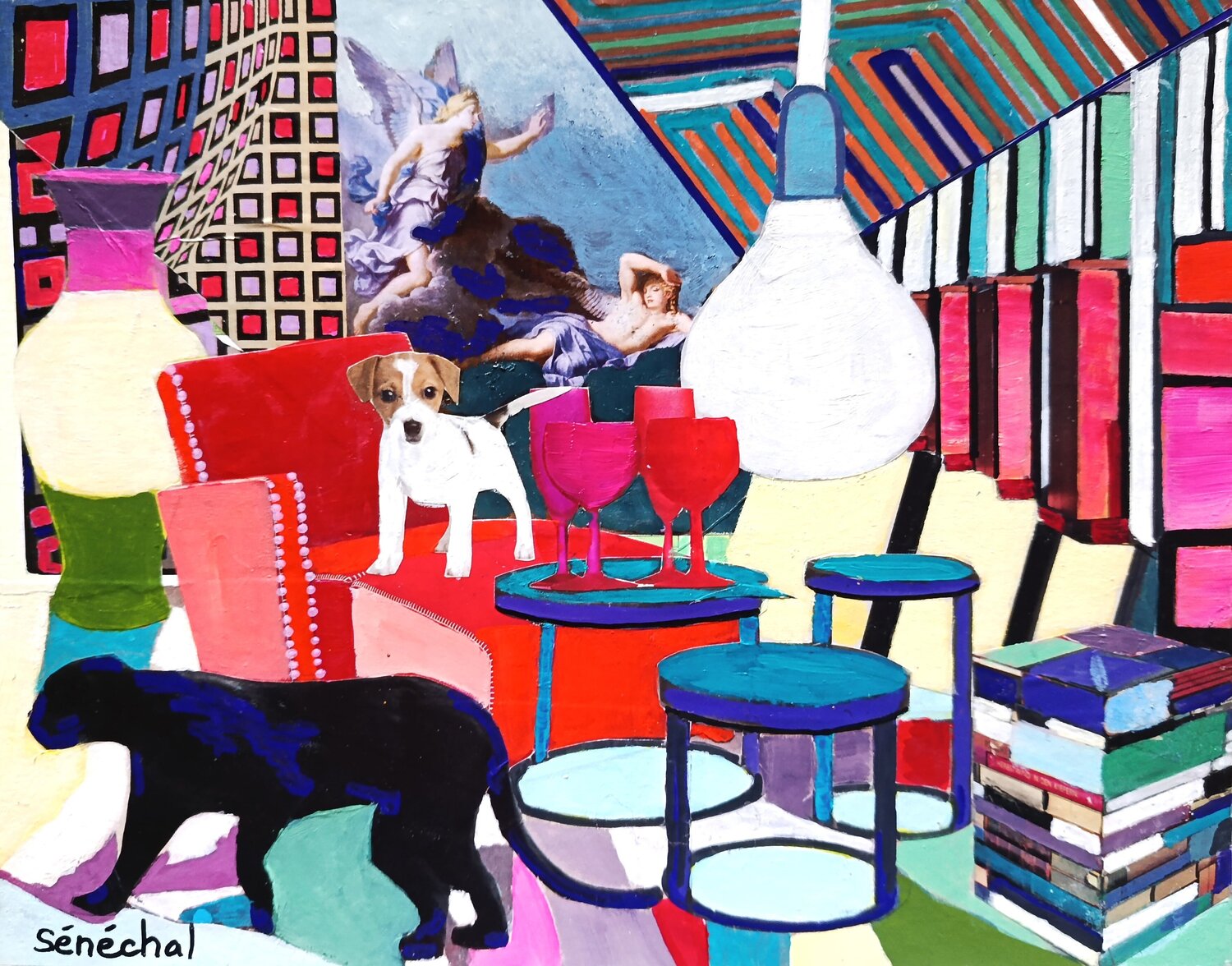 Book store Catherine Sénéchal Original painting for sale