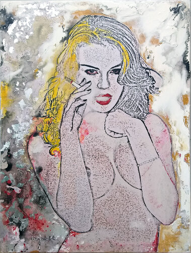 NUDO CON SIGARETTA - tela by Ezio Ranaldi, Painting for Sale on Select