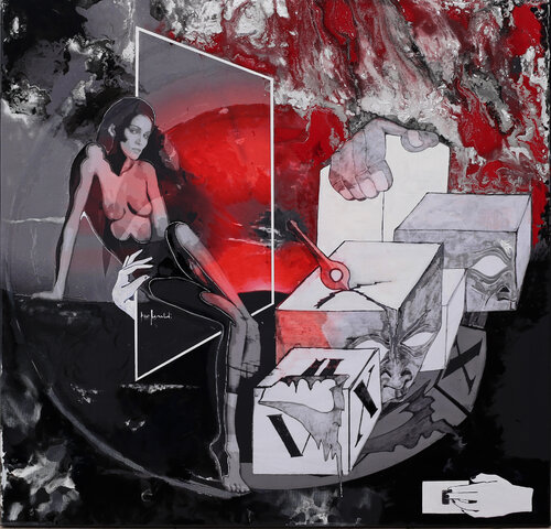 NUDO CON CUBI - tela by Ezio Ranaldi, Painting for Sale on Select