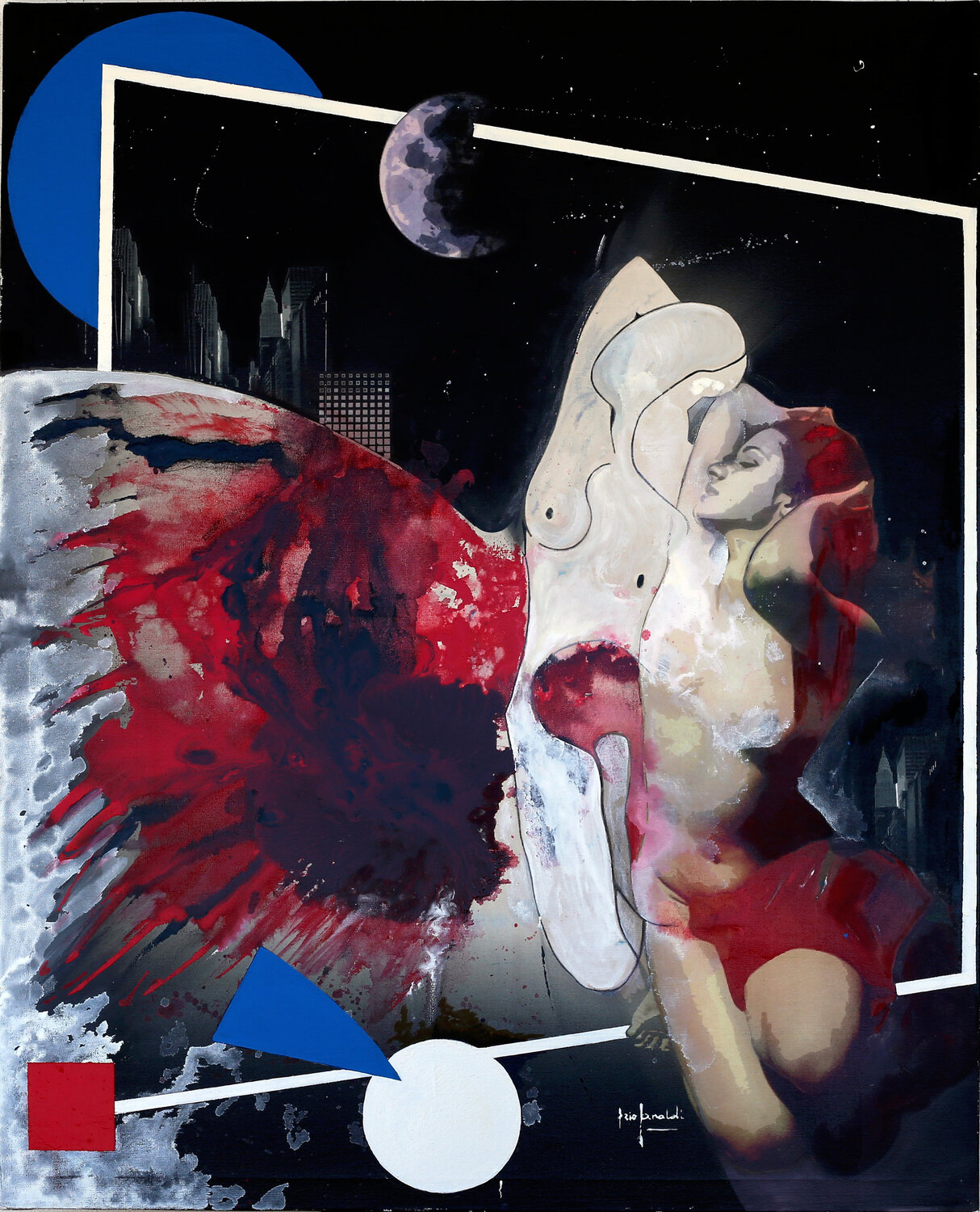 SOGNO CON LA LUNA - tela Ezio Ranaldi Original painting for sale