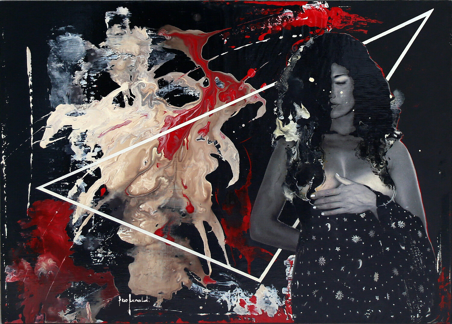 NUDO CON TELO NERO Ezio Ranaldi Original painting for sale