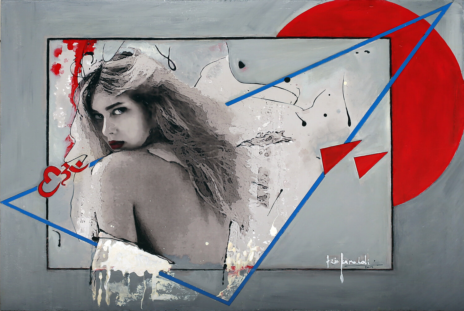 RITRATTO IPNOTICO GRIGIO - pannello legno Ezio Ranaldi Original painting for sale