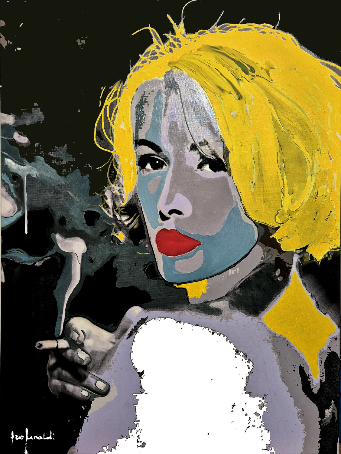 BIONDA CON SIGARETTA - tela Ezio Ranaldi Original painting for sale