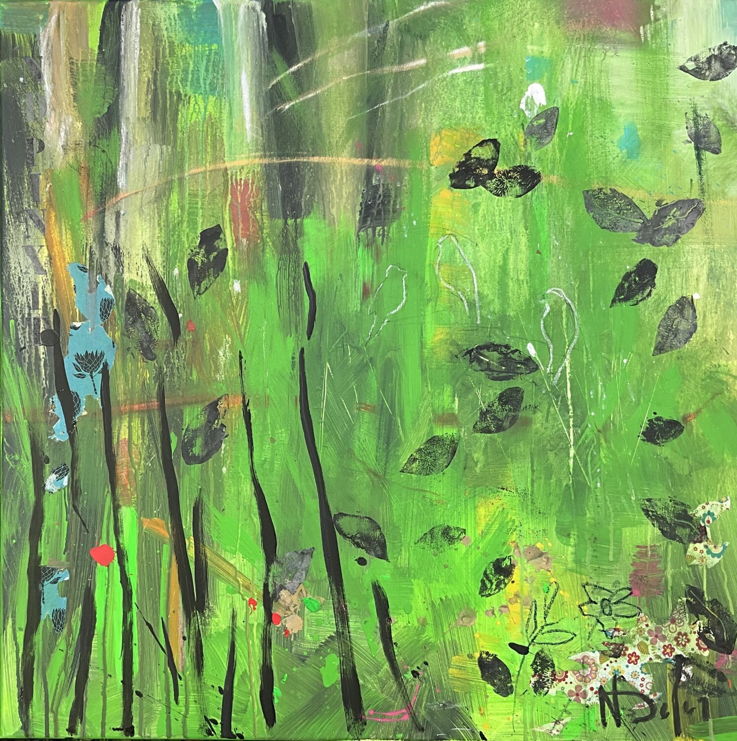 Clairière mouvante Nadine Defer Original painting for sale