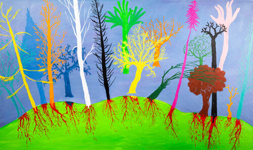 Alberi come Persone nel Mondo by Piero Casarin, Painting for Sale on Select