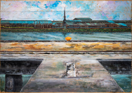 "Bitta sul Molo di Marghera" Zona Industriale Venezia Italy by Piero Casarin, Painting for Sale on Select
