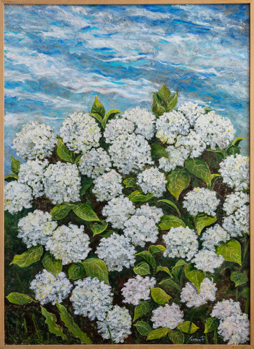 Ortensie Bianche by Piero Casarin, Painting for Sale on Select