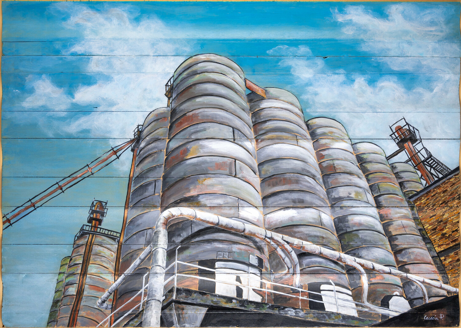 Silos lungo il Sile Piero Casarin Original painting for sale