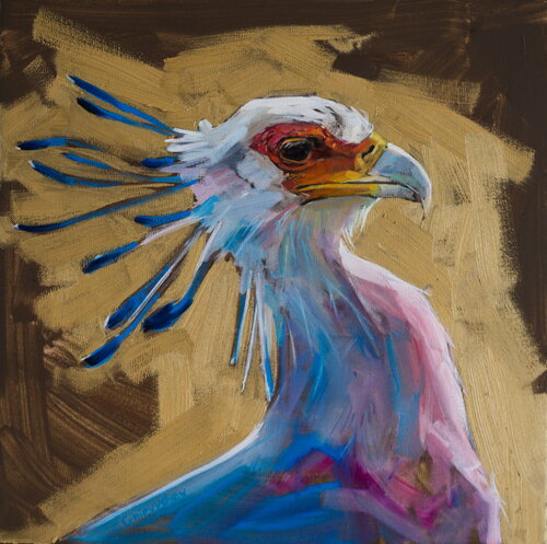 Secretarybird by Oleksii Gnievyshev, Painting for Sale on Select