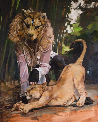 Curly Lioness by Oleksii Gnievyshev, Painting for Sale on Select