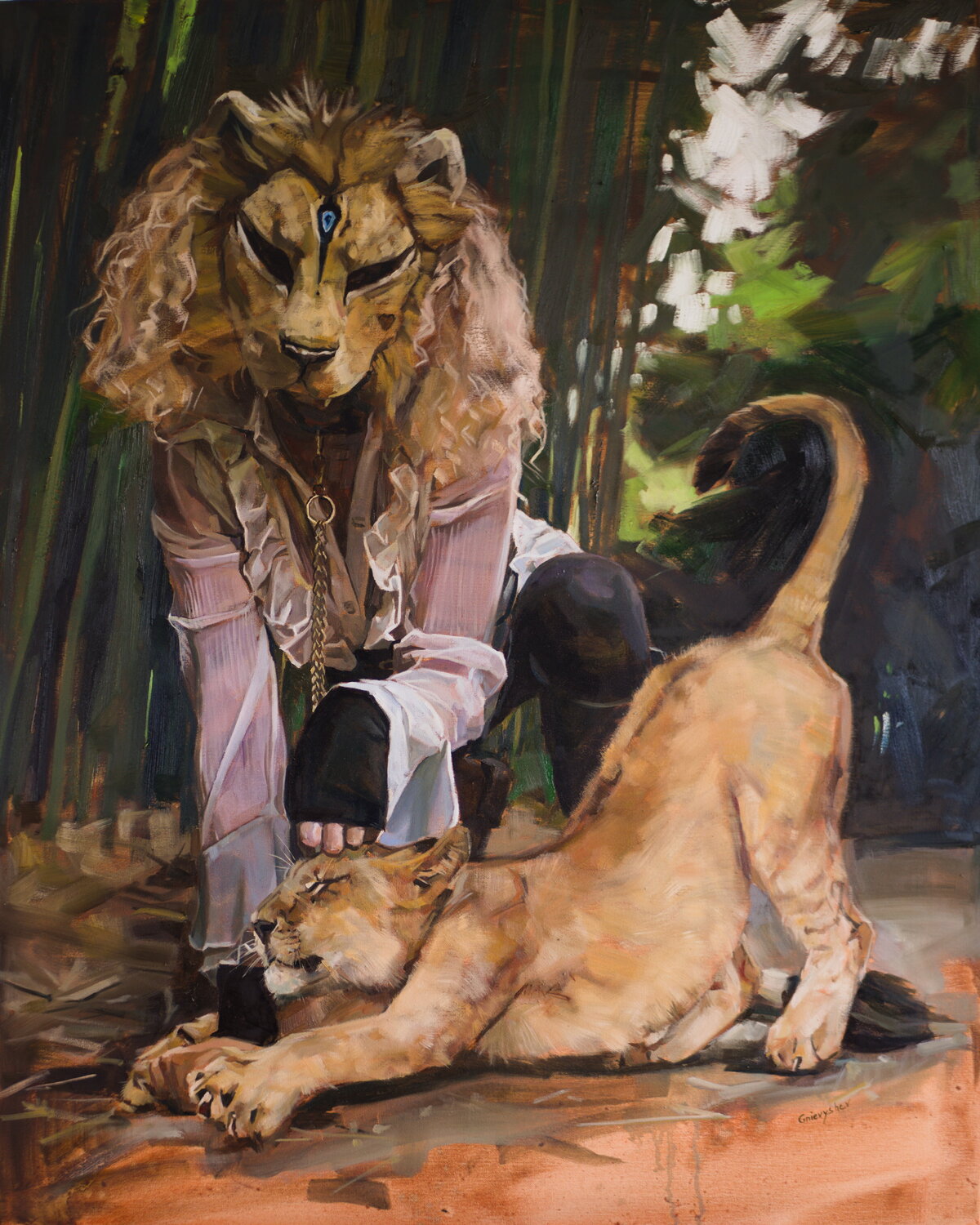 Curly Lioness Oleksii Gnievyshev Original painting for sale