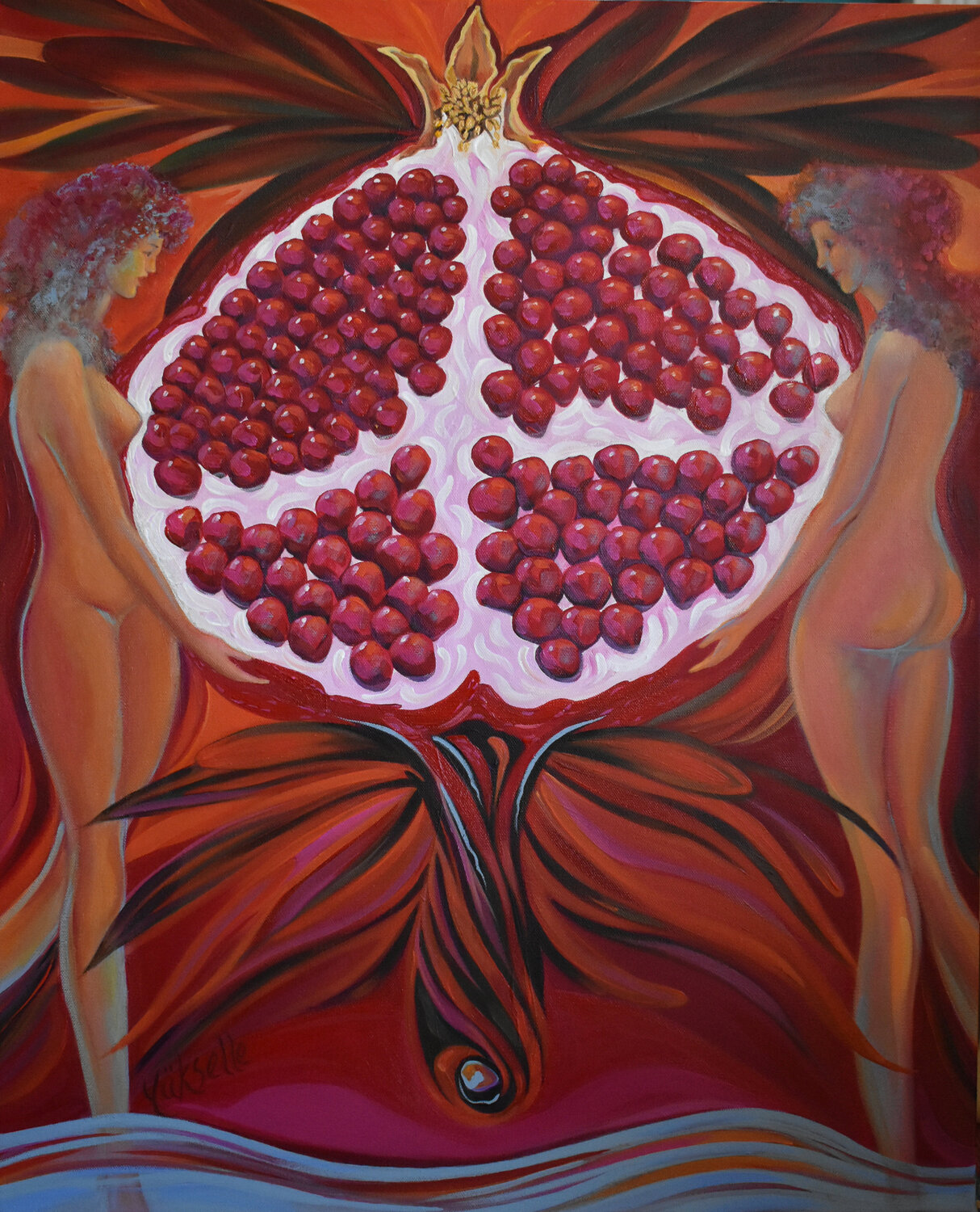 ...and God created Pomegranate Yüksel Hassan Original painting for sale