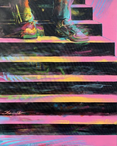 Big XL painting - " Pink sneakers" - Pop Art - Urban Art - Street art by Yaroslav Yasenev, Painting for Sale on Select