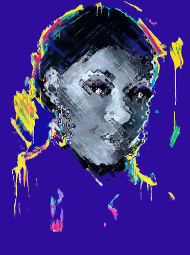 Huge XXXL bright portrait - "Black queen" - Pop Art - Portrait - Contemporary art - Girl - Modern portrait - Purple by Yaroslav Yasenev, Painting for Sale on Select