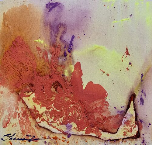 Abstract painting - "Red cloud" - Abstraction - Space abstract - Small painting - Bright abstract - Yellow and Red by Yaroslav Yasenev, Painting for Sale on Select