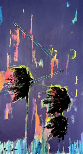 Purple night by Yaroslav Yasenev, Painting for Sale on Select