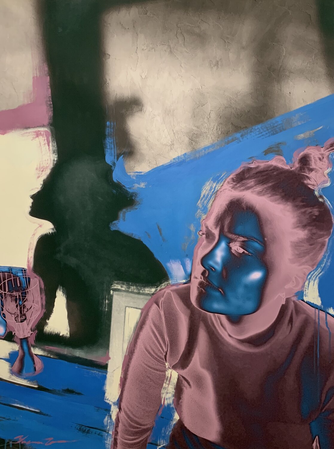 Modern XXL big painting - "Pink girl" - Pop Art - Portrait - Realism Yaroslav Yasenev Original painting for sale