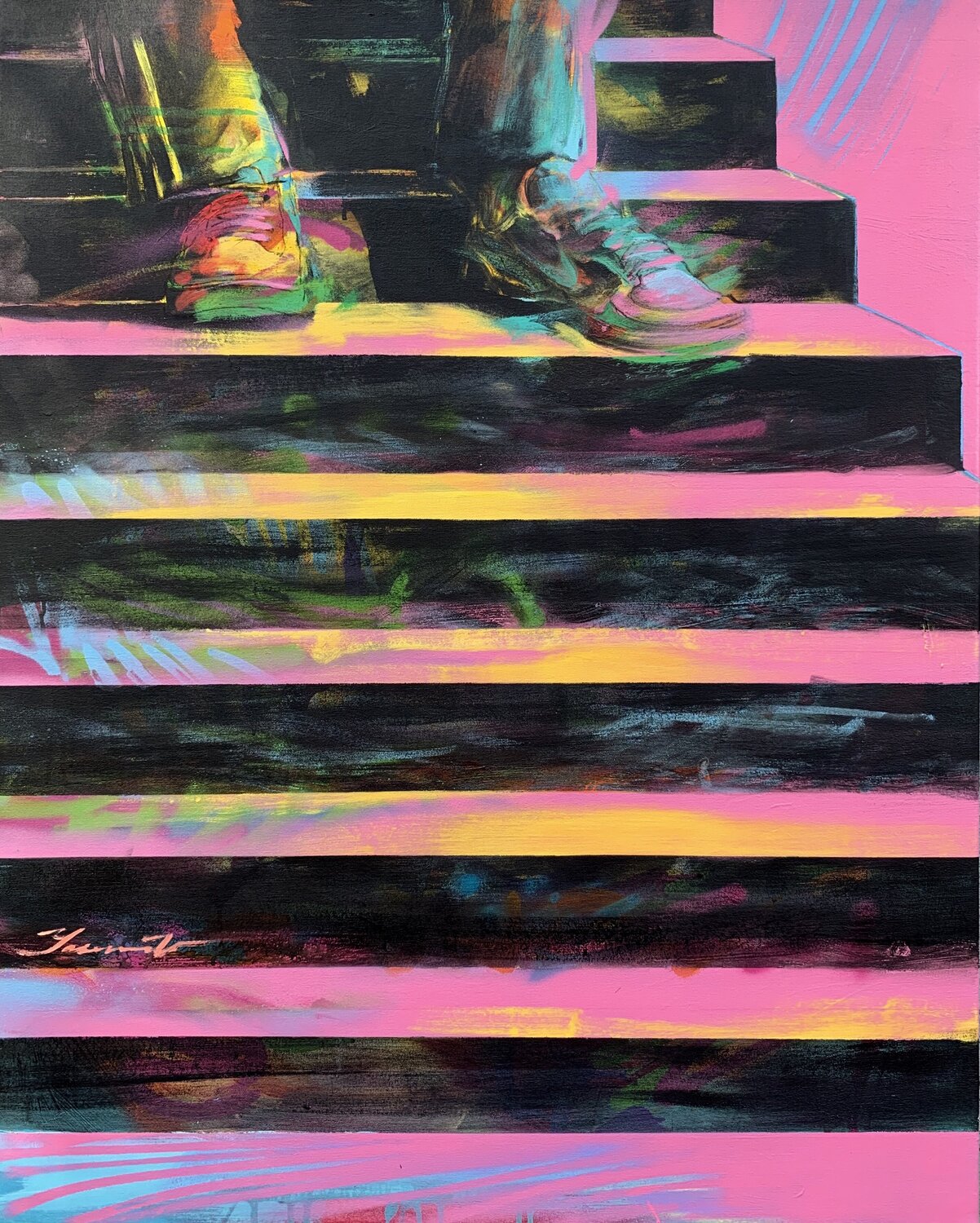Big XL painting - " Pink sneakers" - Pop Art - Urban Art - Street art Yaroslav Yasenev Original painting for sale