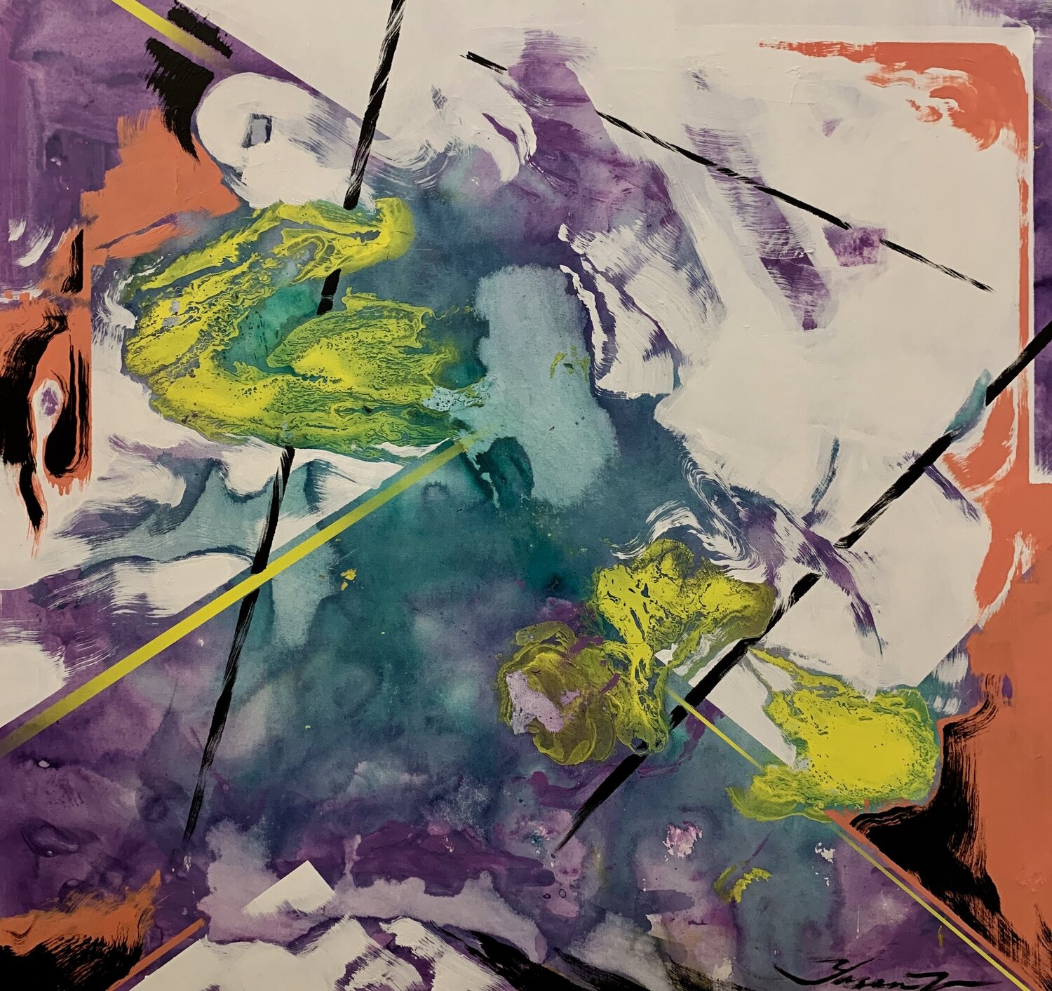 Abstract painting - "Reflection" - Abstraction - Geometric - Space abstract - Big painting - Bright abstract Yaroslav Yasenev Original painting for sale