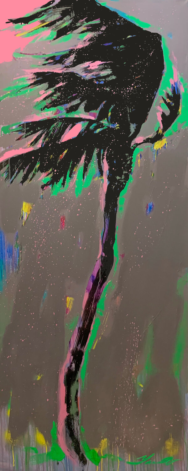 Large XXL artwork - "Pink rain" - Pop Art - Huge painting - Palm - Street Art - Miami - Los Angeles - Florida - California Yaroslav Yasenev Original painting for sale