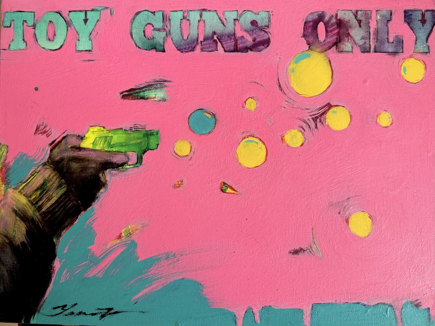 Toy guns only 4 Yaroslav Yasenev Original painting for sale
