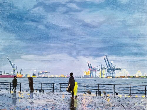 Spaziergang bei Hochwasser by Ulla Kutter, Painting for Sale on Select