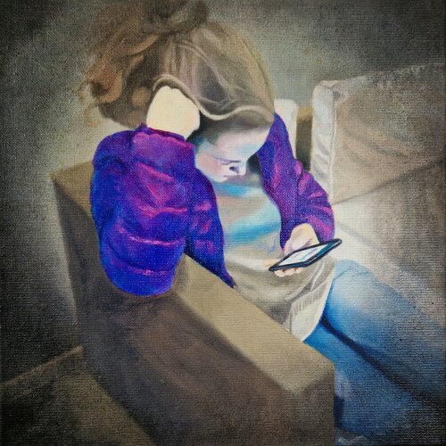 J. und Smartphone by Ulla Kutter, Painting for Sale on Select
