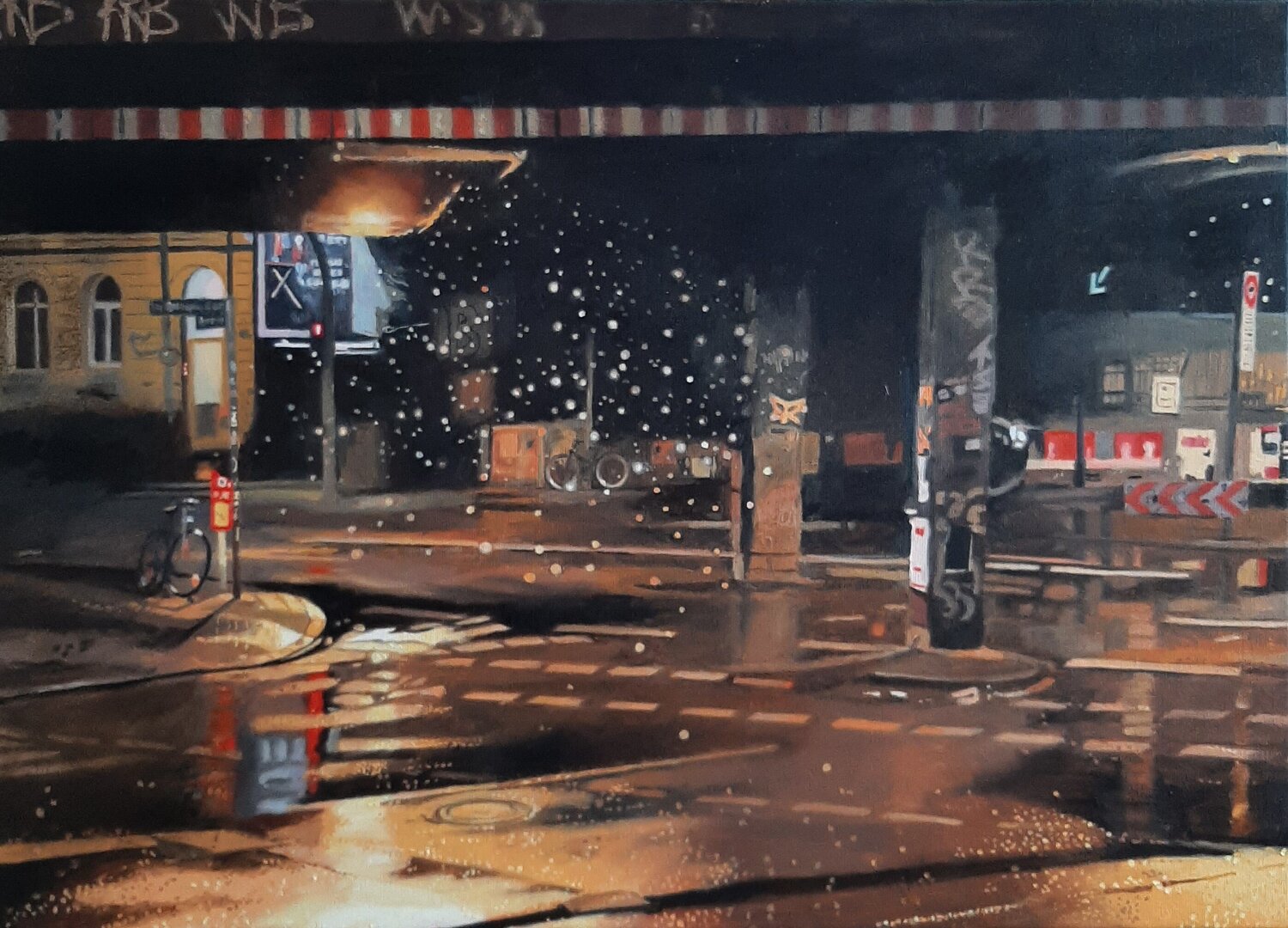 Schneeregen unter der Brücke Ulla Kutter Original painting for sale