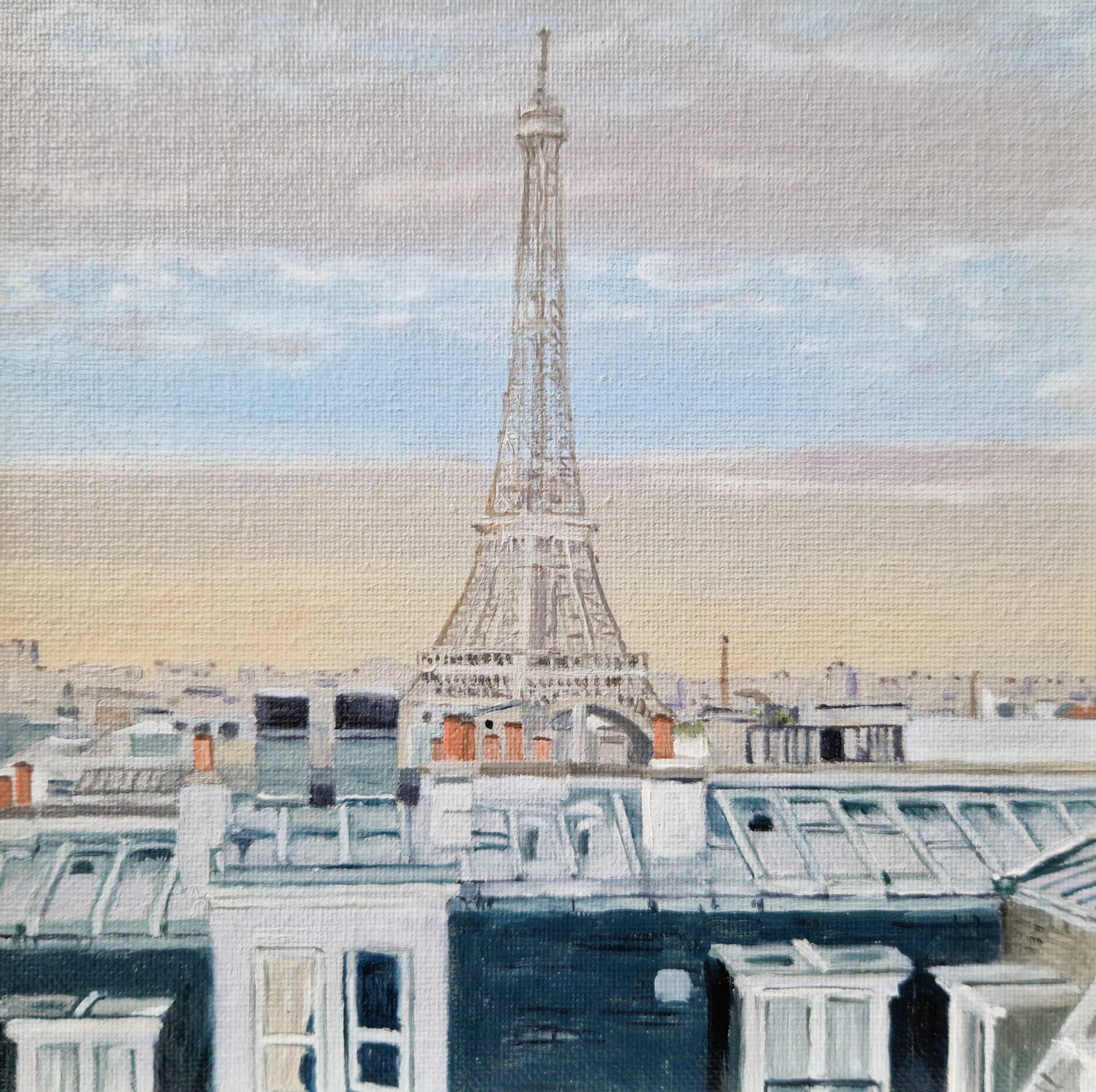 Die Dächer von Paris mit dem Eiffelturm Ulla Kutter Original painting for sale