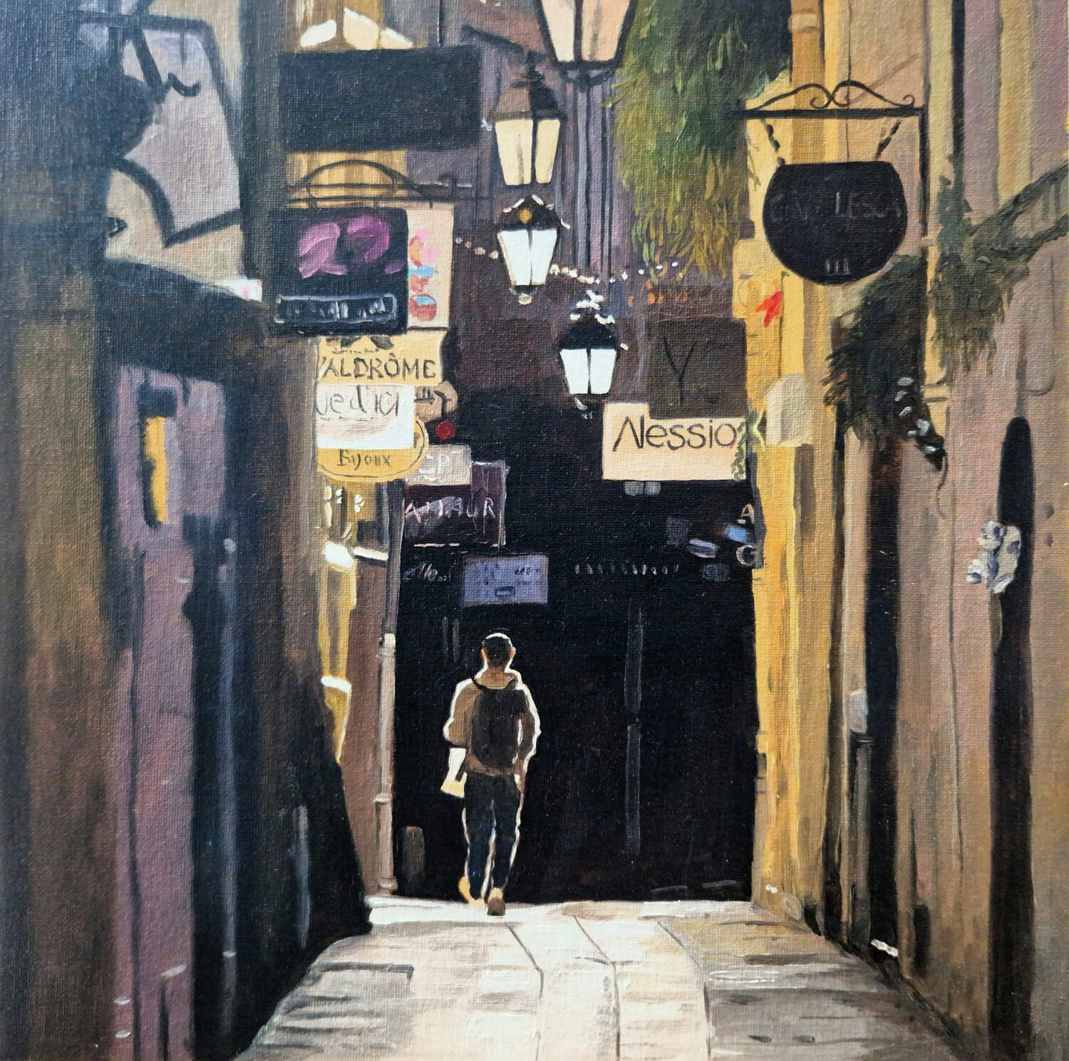 Rue de l' Ancien Courier, Montpellier Ulla Kutter Original painting for sale