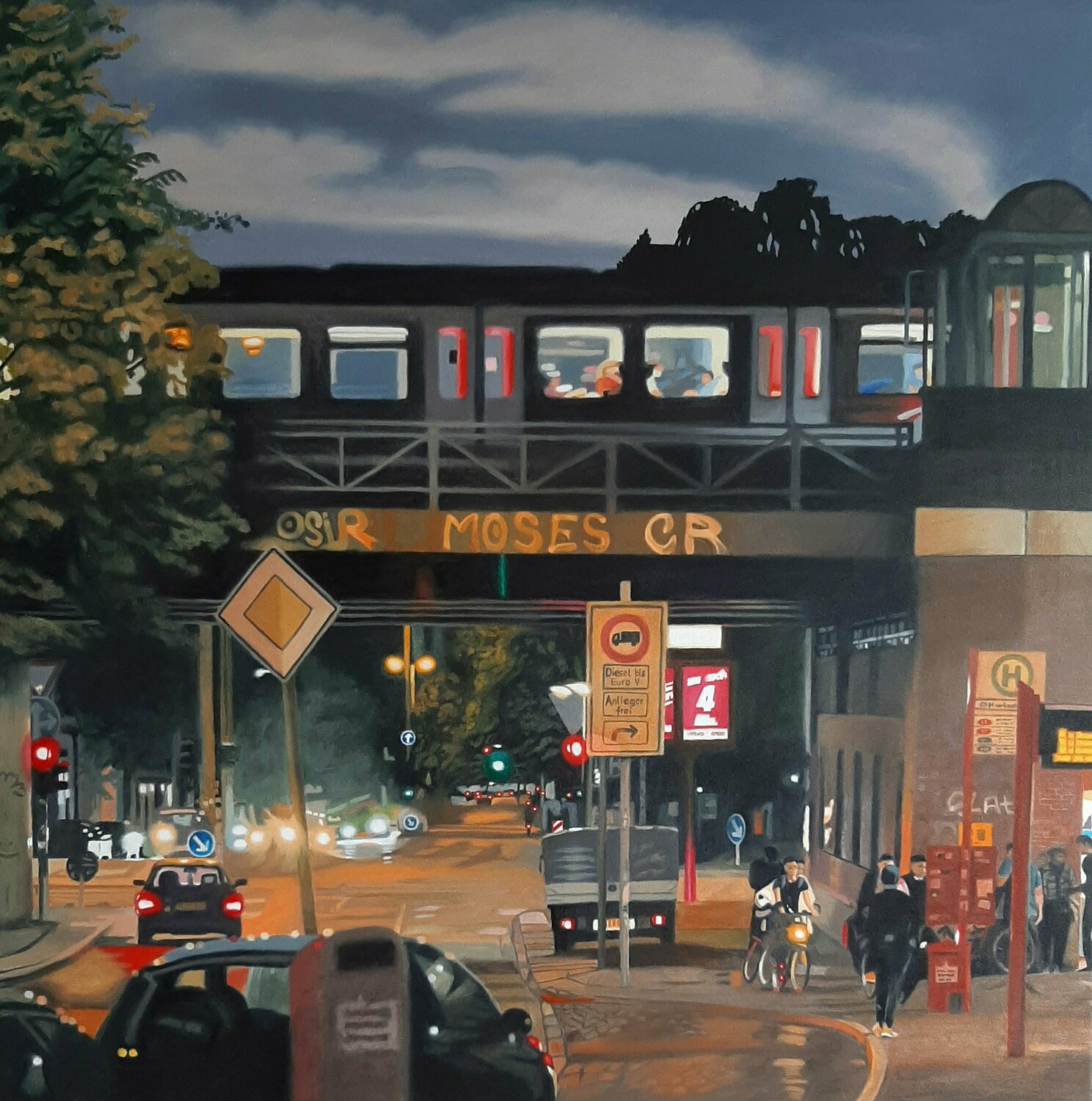 Strassenkreuzung Ulla Kutter Original painting for sale