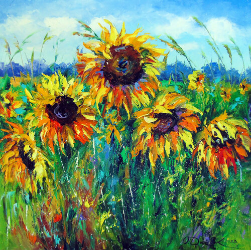 Sunflowers by Olha Darchuk, Painting for Sale on Select