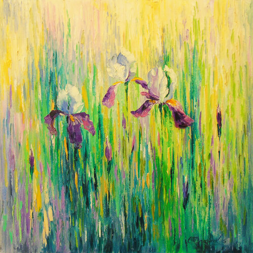 Irises in a field by Olha Darchuk, Painting for Sale on Select