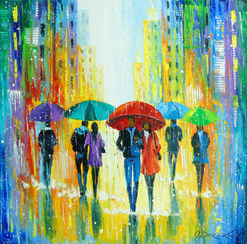Whispers of Rain and Romance by Olha Darchuk, Painting for Sale on Select