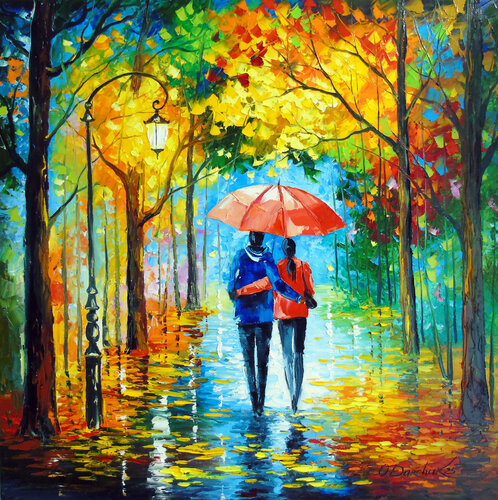 Golden Fall Stroll by Olha Darchuk, Painting for Sale on Select