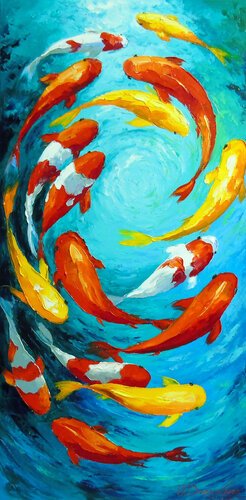 Fish in Harmony by Olha Darchuk, Painting for Sale on Select