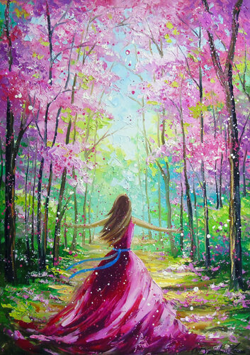 Towards a blooming world with by Olha Darchuk, Painting for Sale on Select