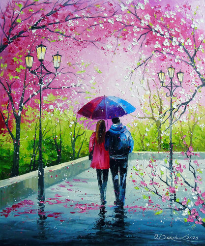 Under the Umbrella of Spring by Olha Darchuk, Painting for Sale on Select